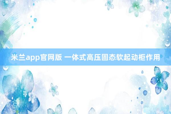 米兰app官网版 一体式高压固态软起动柜作用