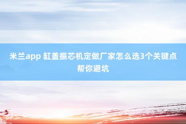 米兰app 缸盖振芯机定做厂家怎么选3个关键点帮你避坑