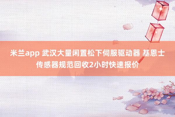 米兰app 武汉大量闲置松下伺服驱动器 基恩士传感器规范回收2小时快速报价