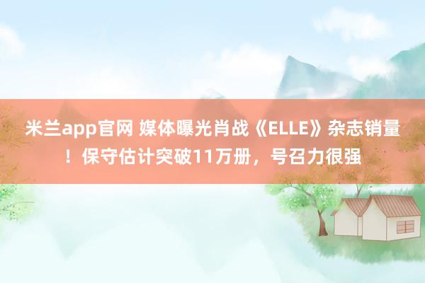 米兰app官网 媒体曝光肖战《ELLE》杂志销量！保守估计突破11万册，号召力很强