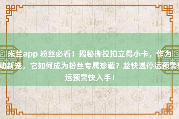 米兰app 粉丝必看！揭秘撕拉拍立得小卡，作为创意互动新宠，它如何成为粉丝专属珍藏？趁快递停运预警快入手！