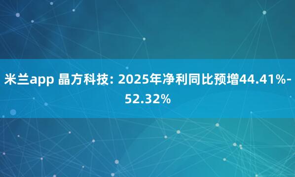 米兰app 晶方科技: 2025年净利同比预增44.41%-52.32%