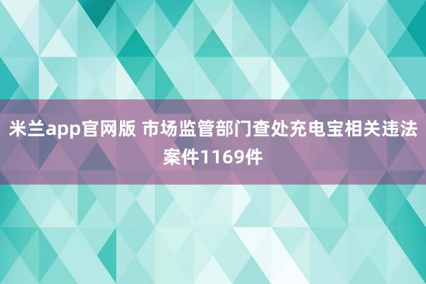 米兰app官网版 市场监管部门查处充电宝相关违法案件1169件