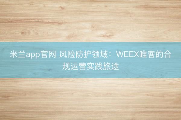 米兰app官网 风险防护领域：WEEX唯客的合规运营实践旅途