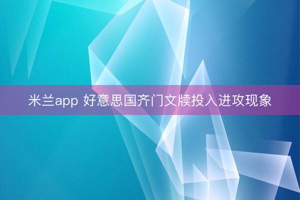 米兰app 好意思国齐门文牍投入进攻现象