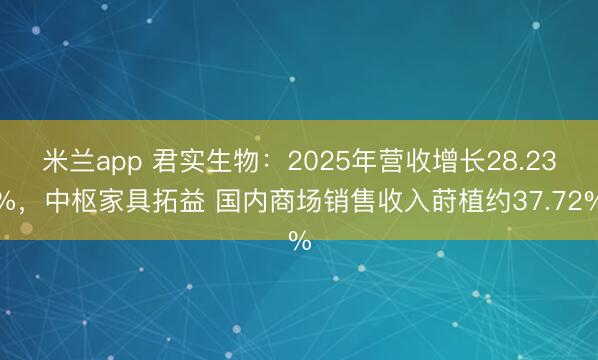 米兰app 君实生物:2025年营收增长28.23%,中枢家具拓益 国内商场销售收入莳植约37.72%